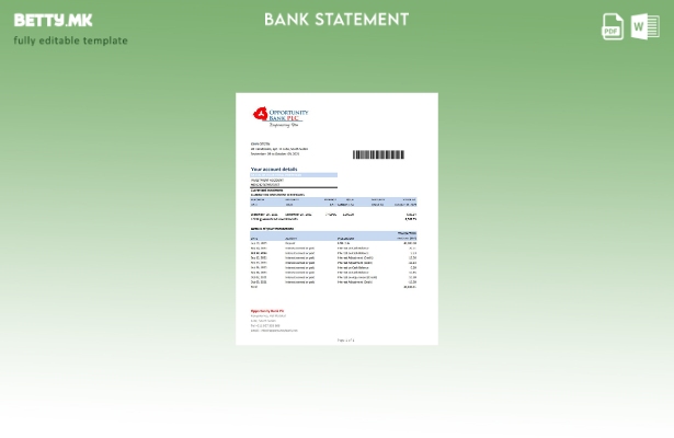 модерен стил, шаблон за ексел банкарски извод за можност за Јужен Судан